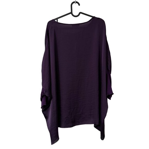 Tutu & Lilli Deep Purple Bella Satin Dolman Sleeve Oversized Blouse Top Size M/L - Picture 3 of 5